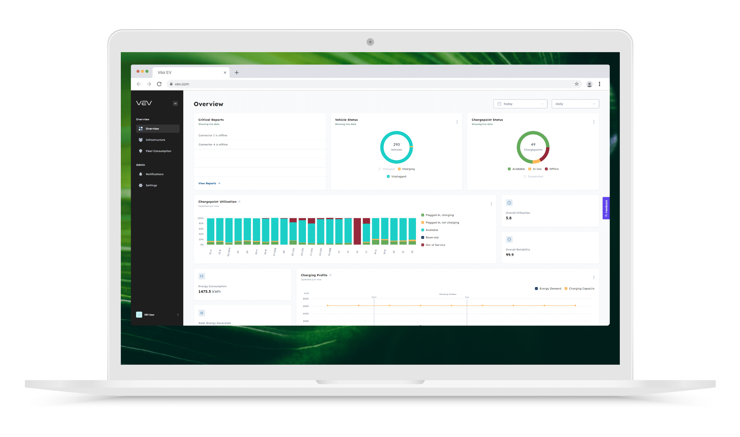 Manage and monitor operations and charging with VEV IQ