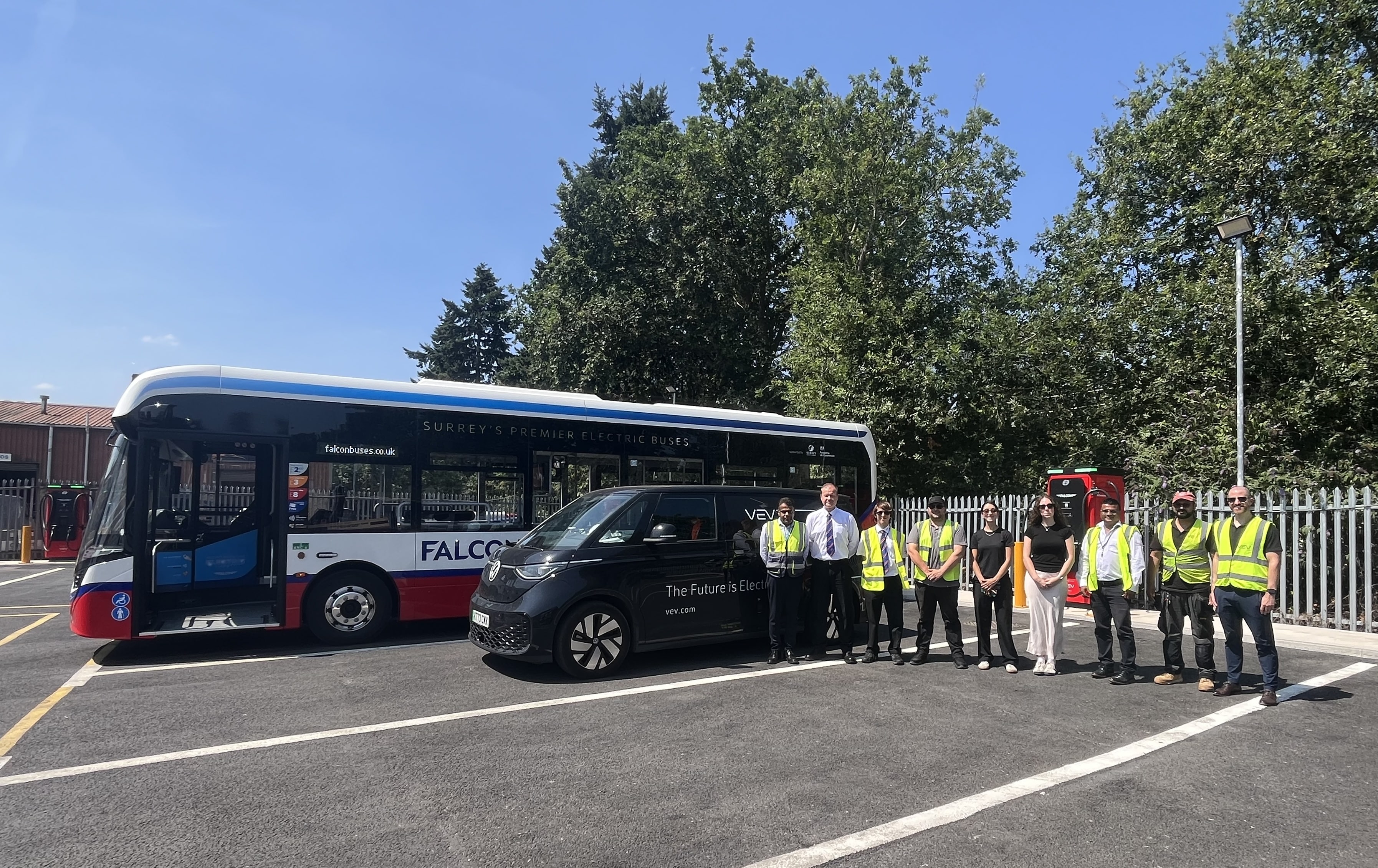 Representatives of Falcon and VEV on site at the Wintersells Road depot